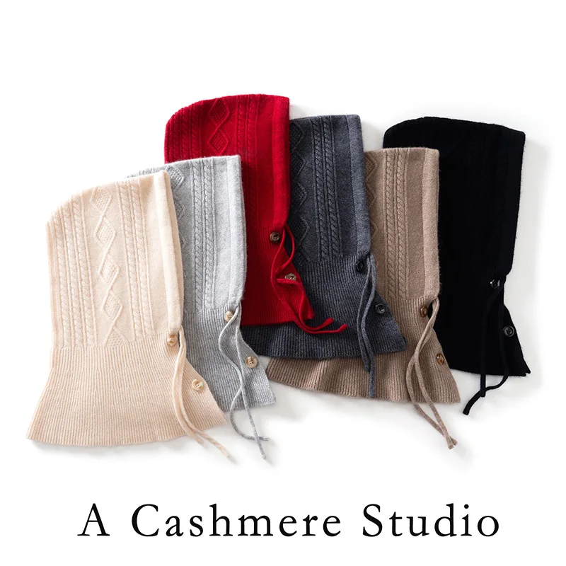 

Twisted Flower hood Women and Men Cashmere Hat knitted stitch Autumn Winter 100% Cashmere Knitted Warm Fashion Scarf Hat