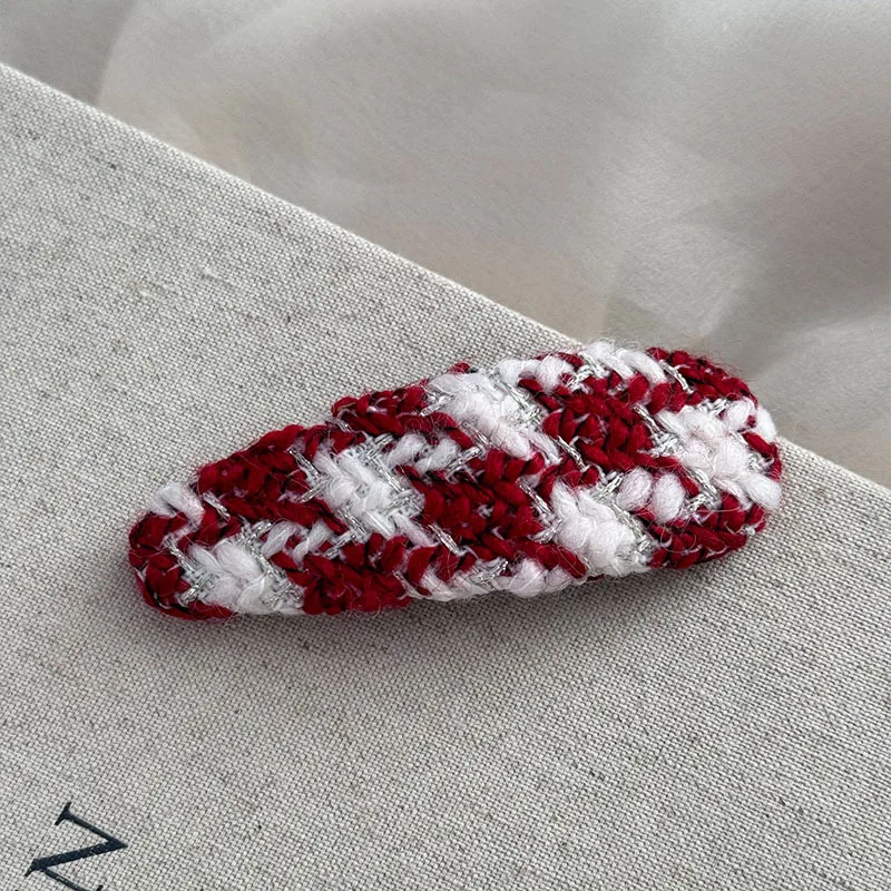 New Year Red Hairpin Festive Festival Plaid Water Drop Bb Clip Cropped Hair Clip Western Style Advanced Hairpin Side Bang Clip