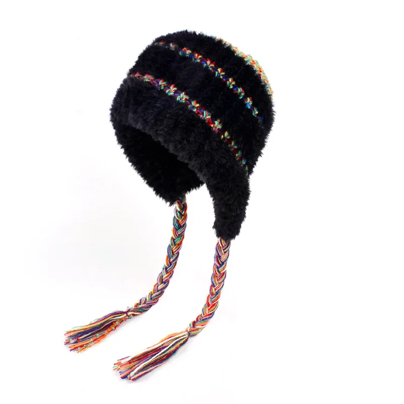 الشتاء قبعة صغيرة محبوكة صوف مبطن حجم كبير التخسيس الوجه بسط صالح في الهواء الطلق للجنسين مترهل قبعة مكبلة