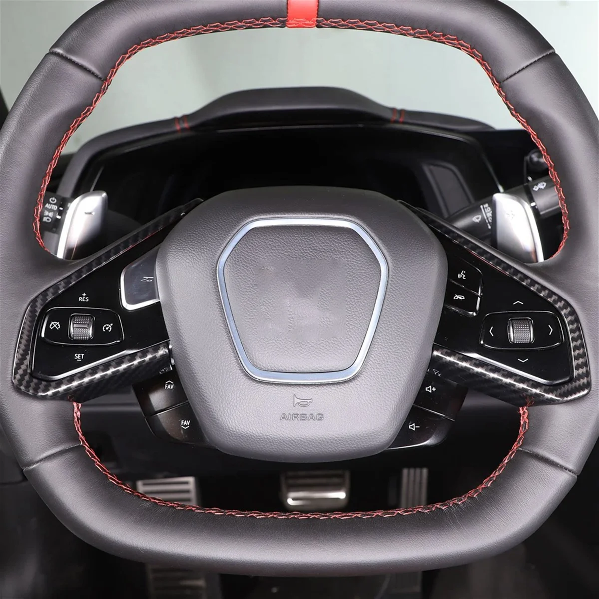 

RA-для Chevrolet Corvette C8 2020-2023 автомобильный руль, кнопка, накладка, аксессуары, ABS Carbon