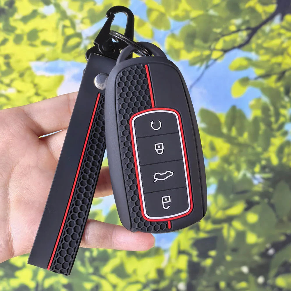Precise Fit Silicone Key Shell with Keychain for Chery Tiggo 7 8 Pro Max Plus Omoda C5 Arrizo 5 Plus Smart Key Protector