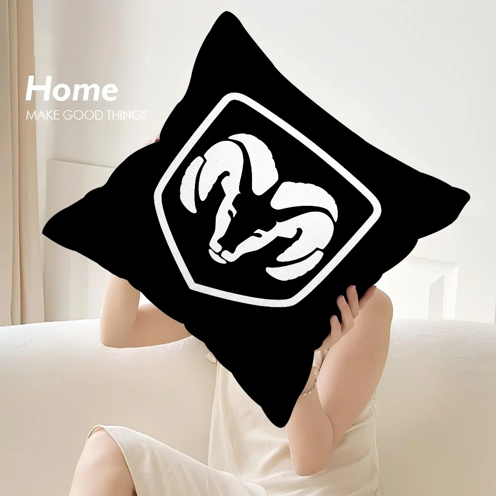 D-Dodges 車のロゴ枕カバーソファ装飾ホーム両面プリントぬいぐるみ正方形スロー枕カバークッション装飾カバー