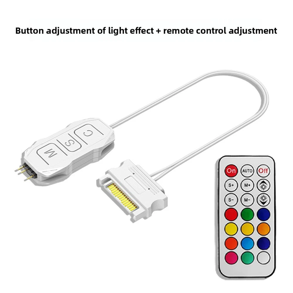 ARGB Lighting Controller 3-Pin 5V Adapter With Manual Effect Control Compatible For SATA Powered Case Fans LED Strips Panels