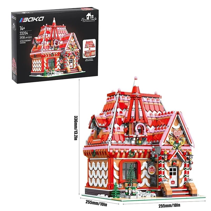 3938PCS Strawberry House Building Blocks City Street View Officina Modello di costruzione Mattoni Bambini Giocattoli educativi fai da te Regalo di festa