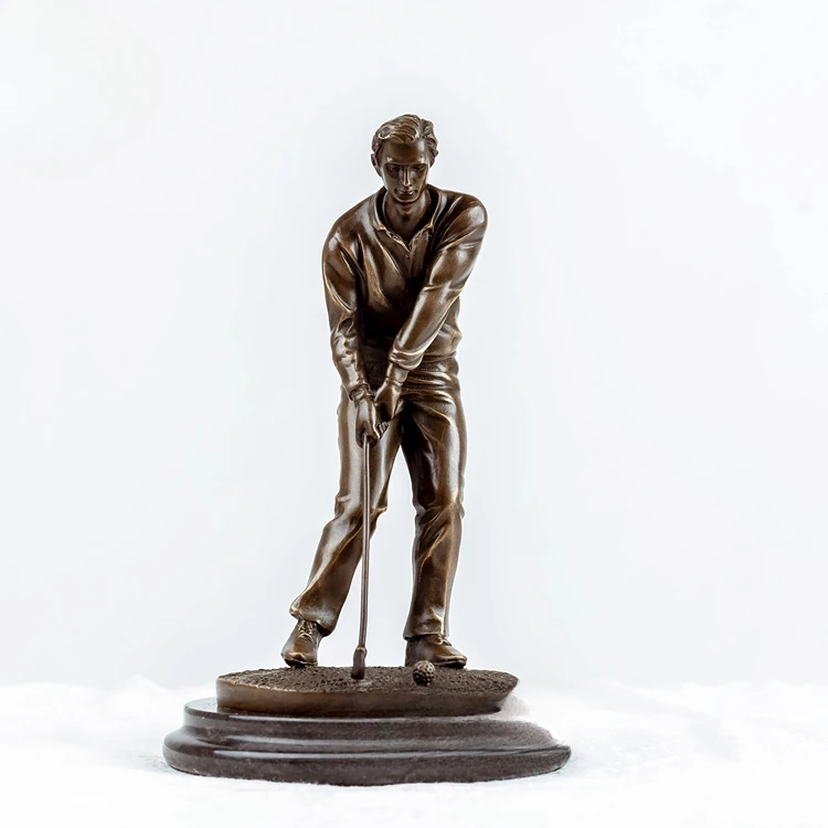 9.1''  Modern Art Crafts Home Office Decor Gift Golf Man Bronze Statue Classical Golfer Bronze Figurine Sculpture