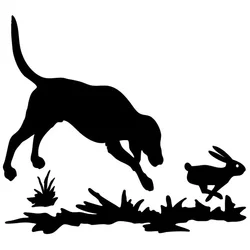 Car Stickers Rabbit and Dog Hunting Cartoon Car Motorcycle Exterior Accessories Waterproof Sunscreen Vinyl Decals,15CM*14CM