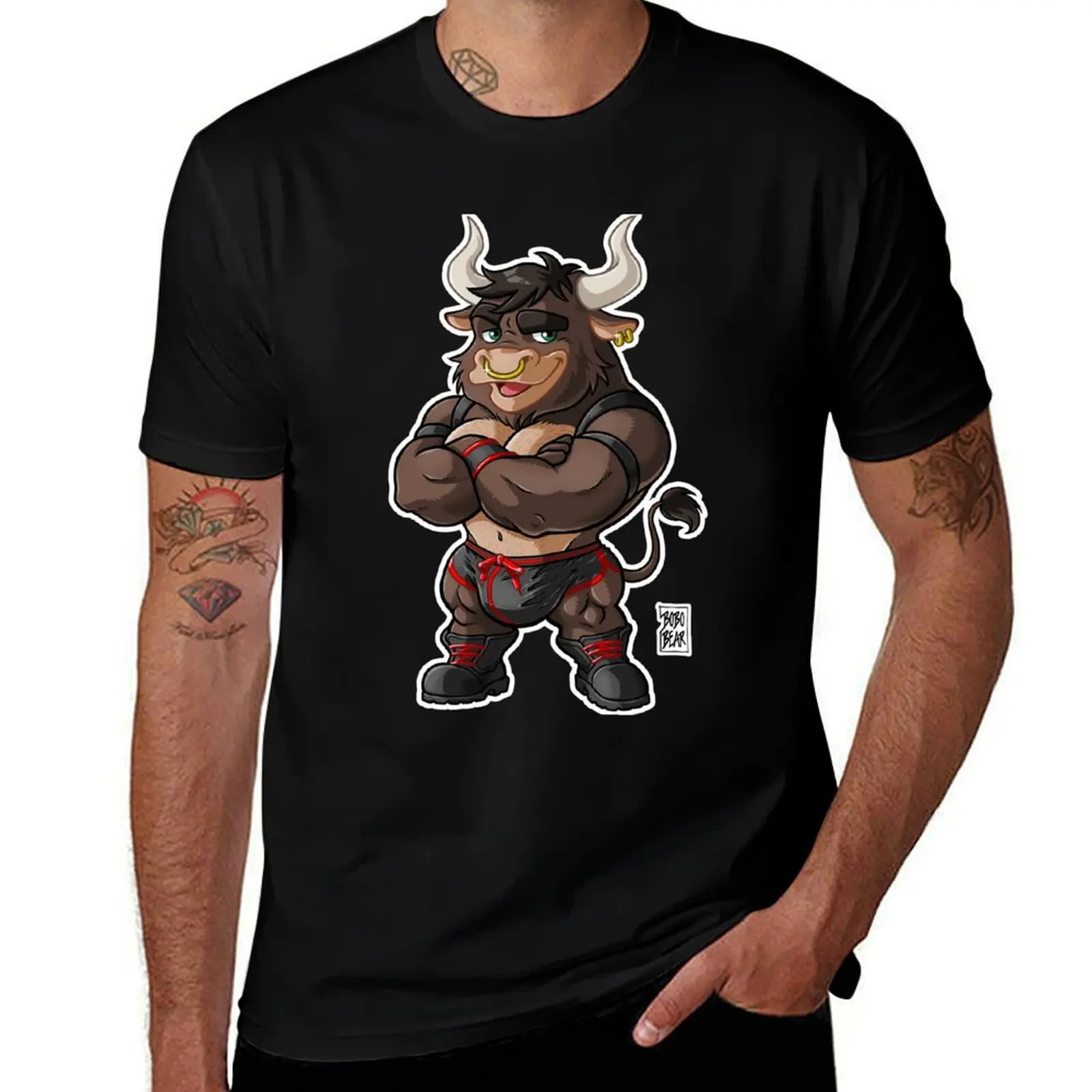 

BEEFY BULL (RED DETAILS) - BEARZOO SERIES T-Shirt Ultra Soft Breathable Tee Top