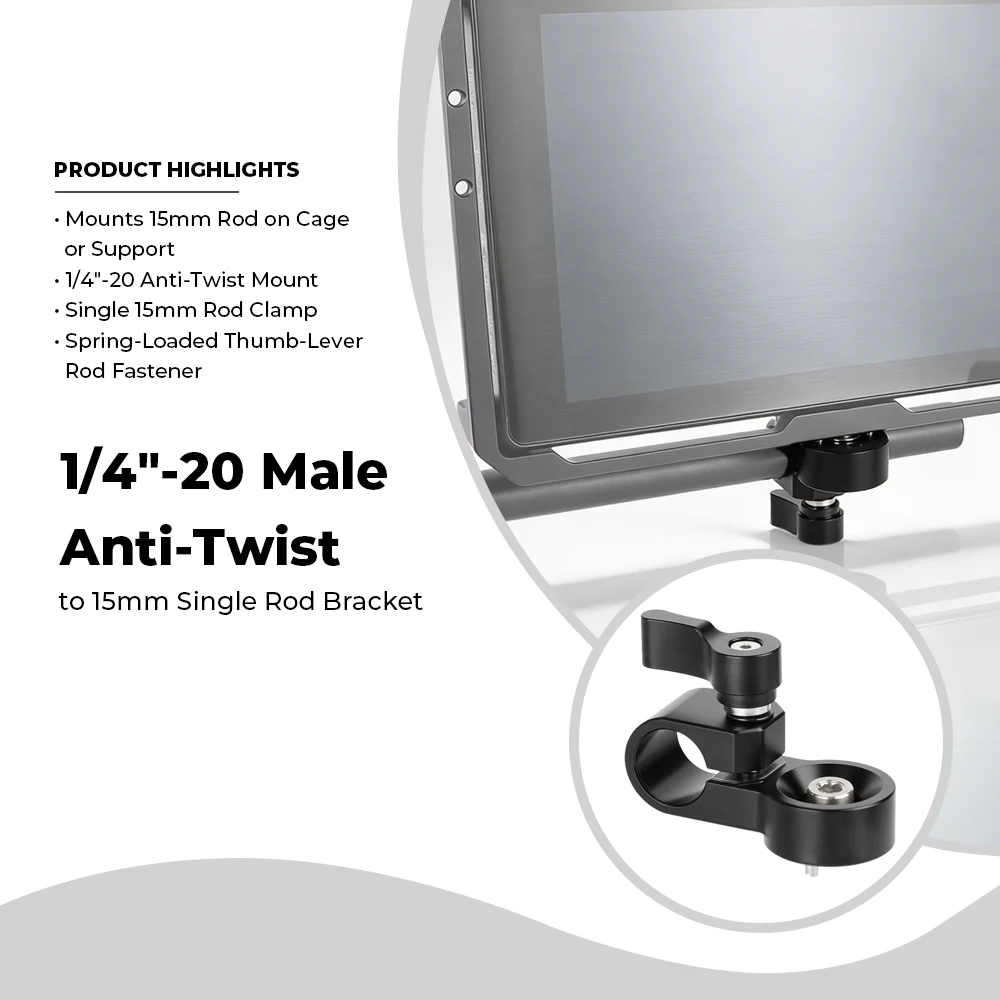 

Кронштейн CAMVATE 15 мм с одним стержнем и креплением с защитой от поворота 1/4 дюйма-20, стержни 15LMS, зажим, аксессуары для камеры