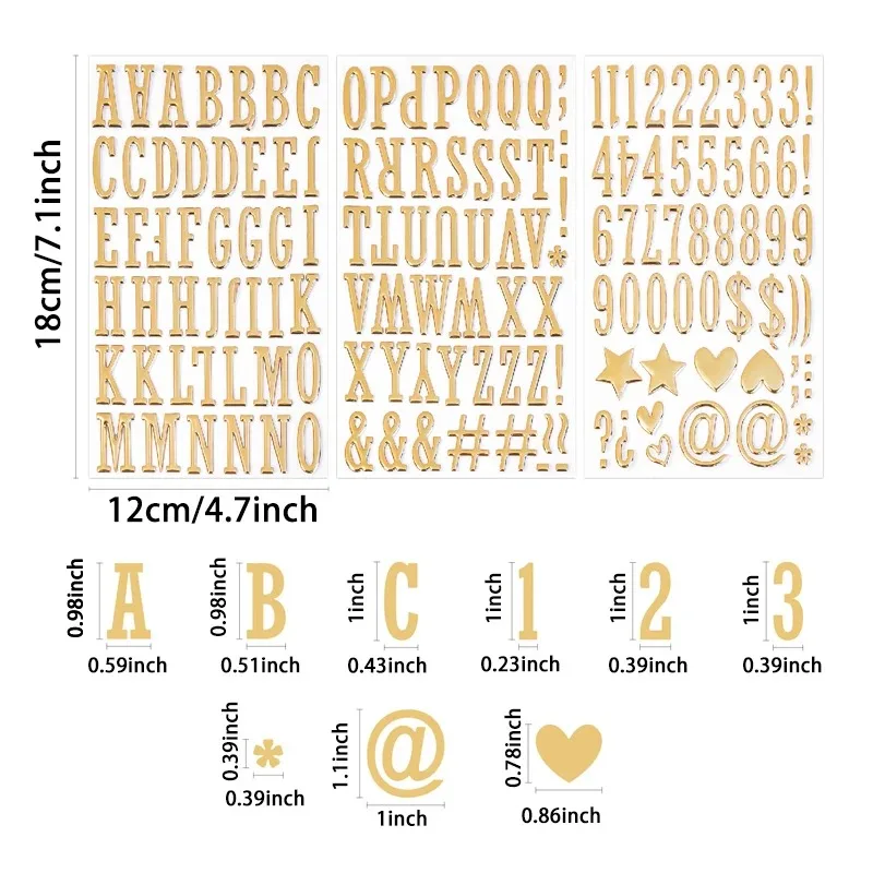 3 أوراق ثلاثية الأبعاد الذهب منتفخ أرقام الحروف ملصقات 1 بوصة الذهبي رغوة الأبجدية ملصقات الحروف DIY بها بنفسك هدية سكرابوكينغ كوب ديكور #2