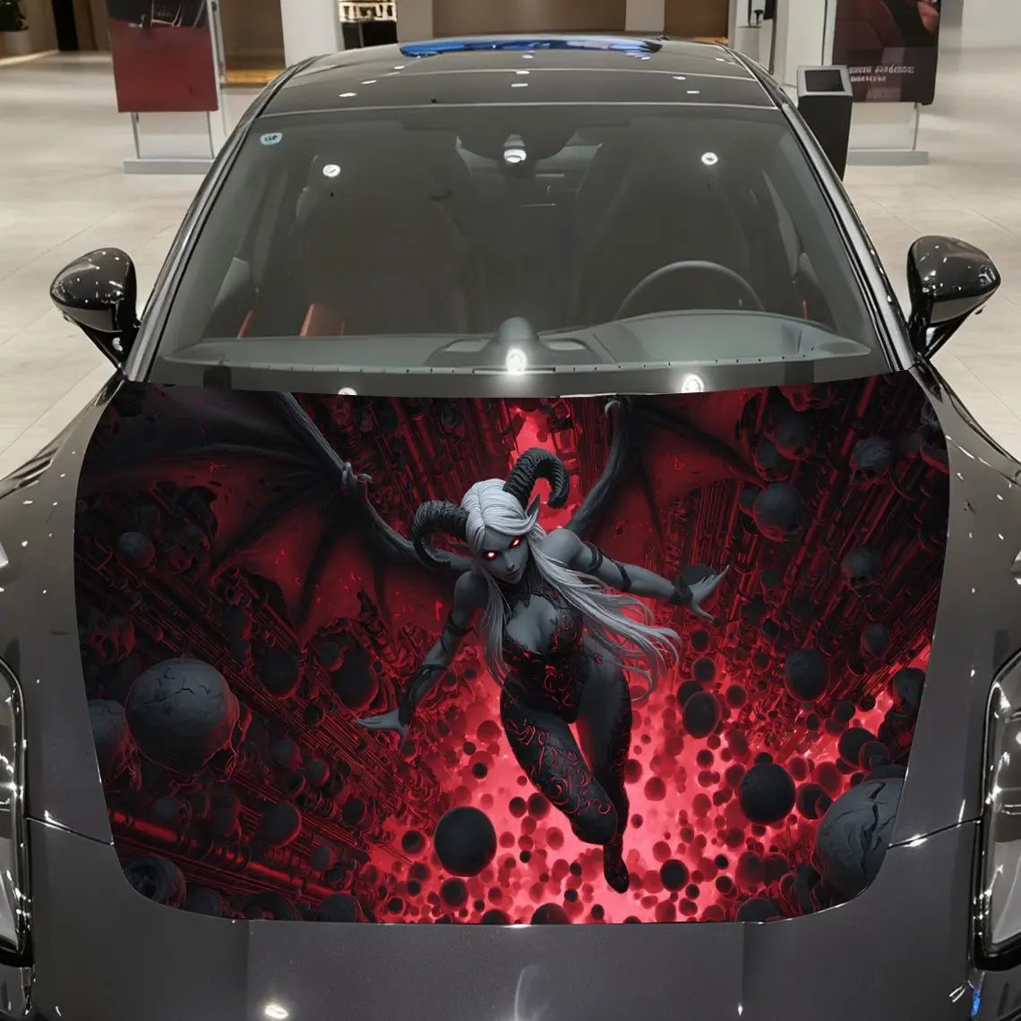 

Demon-horned Succubus Print car hood stickers, waterproof self-adhesive, scratch resistant, easy to stick, durable car PVC stick