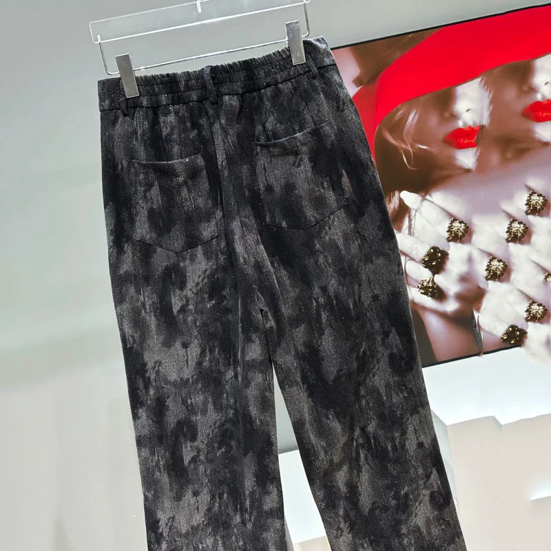 HKSH ฤดูใบไม้ผลิฤดูร้อน Men's Original Design American High Street Niche Vintage กางเกงยีนส์ Patchwork หล่อตรง Chic กางเกง HK8389