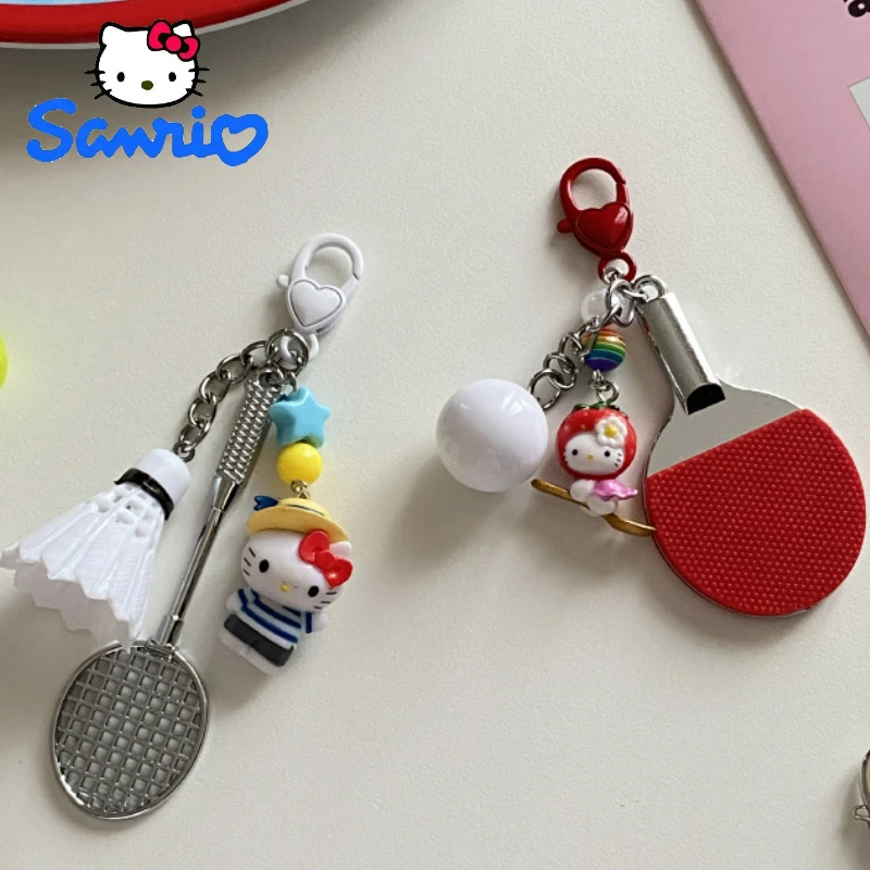 Creative HelloKitty Sports Keychain Kawaii Badminton Table Tennis Racket Golf Baseball Pendant Accessories Cute Decorative Gifts