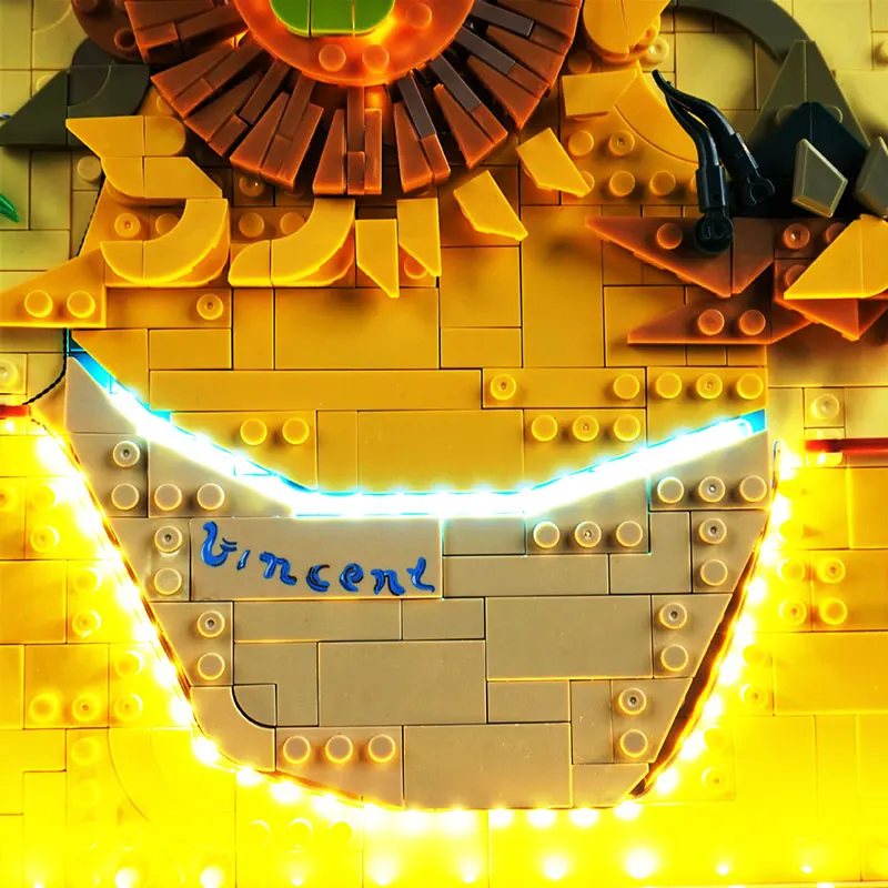 مجموعة إضاءة LED لأفكار ليجو فنسنت فان جوخ عباد الشمس 31215 هدية ذاتية الصنع (لا تشمل مجموعات الطوب لبنات البناء موديل)