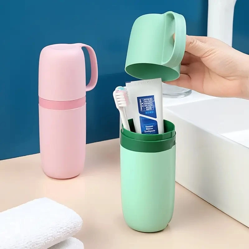 Travel toothbrush cup, mouthwash cup, home convenient dust toothbrush organizer, simple set of tooth tank toothbrush cups