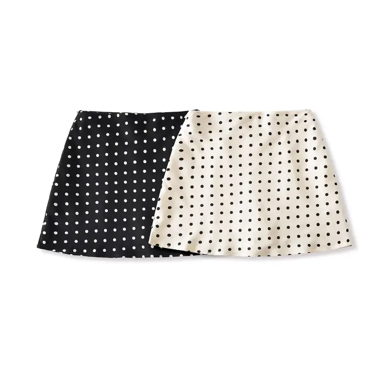 First one: 2026 New Arrival Women's High Waist Black White Polka A Line Skirt Summer Casual Daily Wear Versatile Female