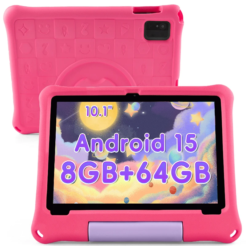 แท็บเล็ตเด็ก ANRY 10.1 นิ้ว ระบบ Android 15, ความจุ 64GB, Octa-Core, RAM 8GB, พร้อมเคสกันกระแทกและระบบควบคุมโดยผู้ปกครอง, รองรับการชาร์จเร็ว 10W, แอปพลิเคชันเพื่อการศึกษา