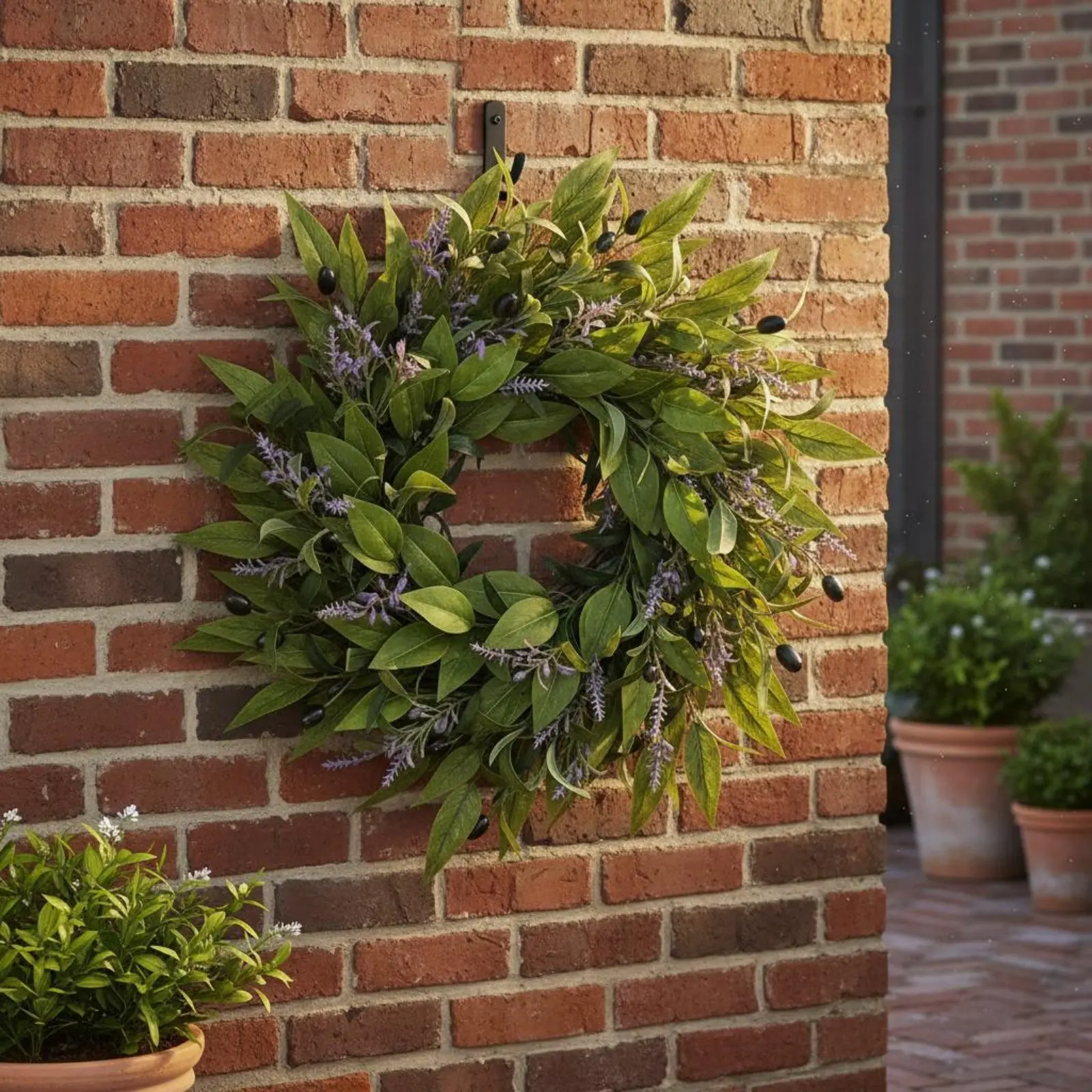 

Olive Wreath Year-Round Artificial Olive Wreath Home Decor Realistic Look House Decoration Lifelike for Patio