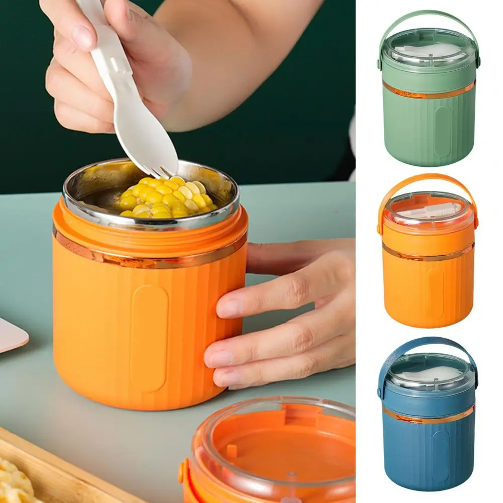 580ml Breakfast Cup Stainless Steel Non-slip Handle Oatmeal Cup Large Capacity Heat Preservation Soup Cup Porridge Container