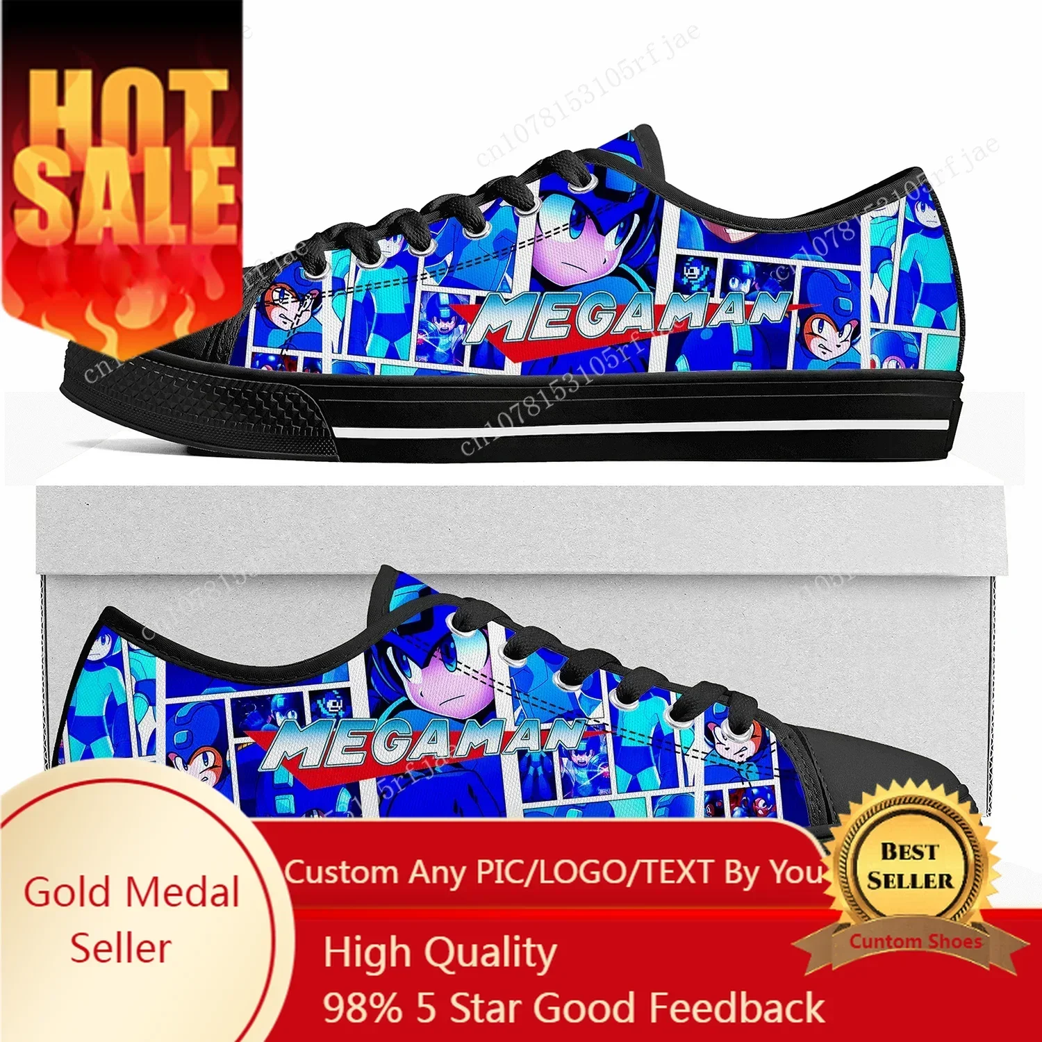 Mega Man Megaman Custom Low Top Sneakers Cartoon Game Womens Mens Teenager Shoes Casual Tailor Made Canvas Sneaker