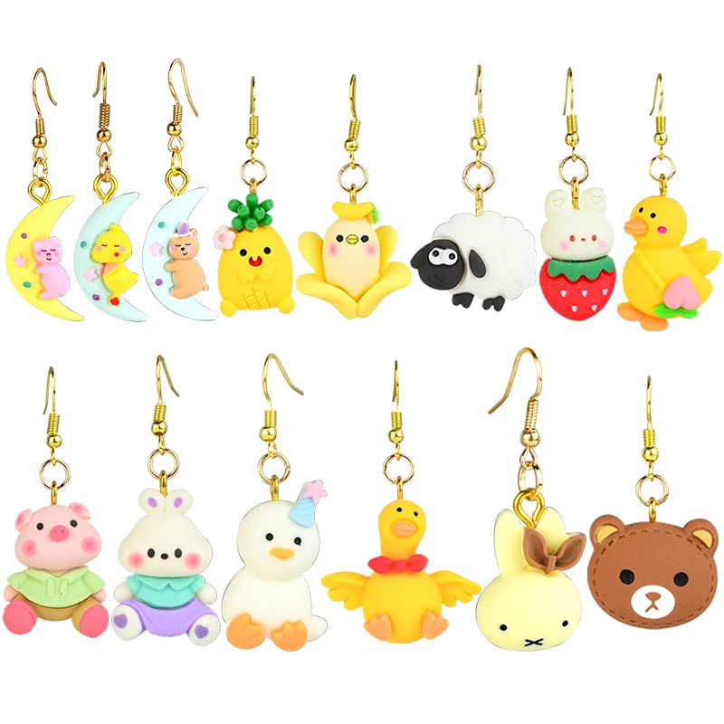 Новое поступление, милые серьги-подвески из смолы для женщин, подарок для девушек, овца, конфетница, снеговик, милые серьги