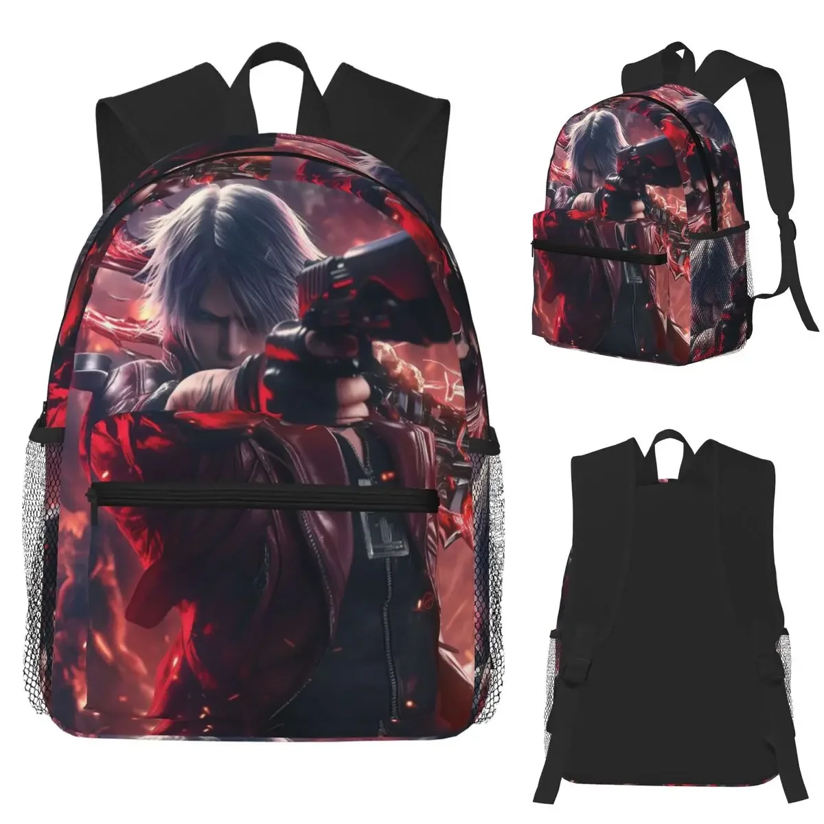Devil Action Game Casual May Cry Student Backpack School Bag Hiking Travel Daypack for Boys Girls Fashion Bookbag Shoulder Bags