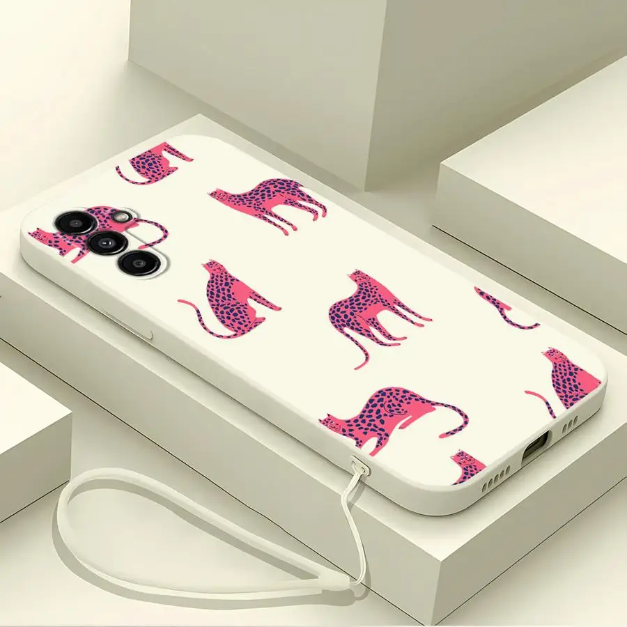 Soft Cover Phone Case for Samsung Galaxy A24 A11 A12 A51 A22 A52 A35 A16 A34 A13 A14 A15 A36 A26 Pink Leopard Pattern