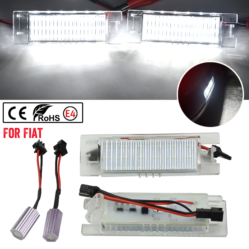 2PCS For Fiat Bravo 07-14 Grande Punto 05-09 Evo Doblo 500L LED License Number Plate Lights Lamp For Alfa Romeo 147 156 159 166