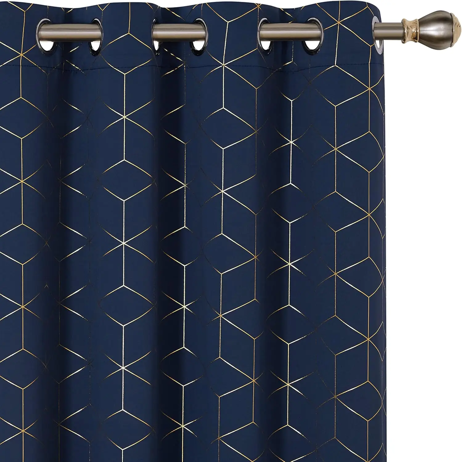 

Blackout Curtains, Thermal Insulated & Noise Reducing, Diamond Foil Print – Grommet Top, 2 Panels, Soft Drape Polyester
