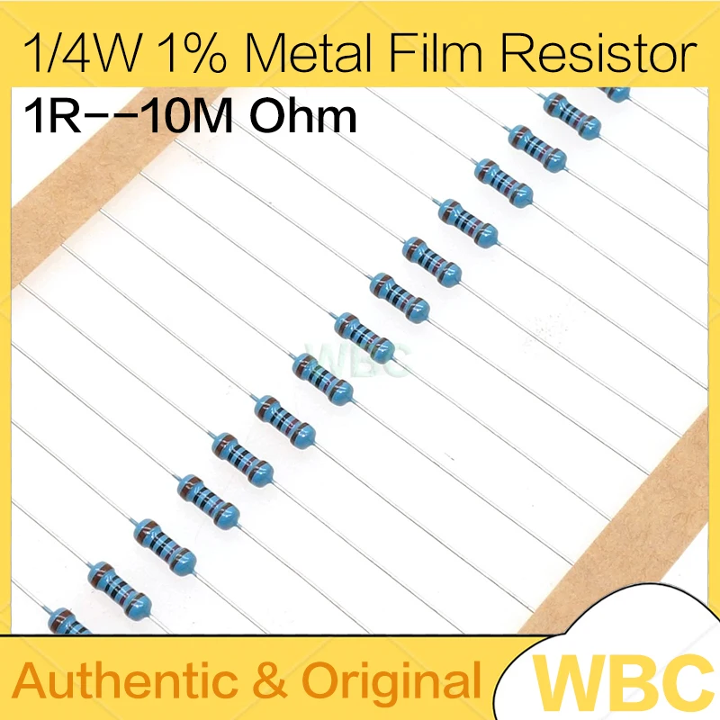 100 pezzi 1/4W 1R ~ 22M 1% resistenza a film metallico 100R 220R 1K 1.5K 2.2K 4.7K 10K 22K 47K 100K 100 220 1K5 2K2 4K7 ohm resistenza