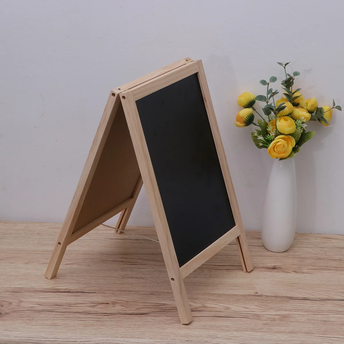 

1 Set 25X40Cm Wooden Tripod Easel Stand Double-Sided Mini Blackboard For Bar Counter Message Board Kids Writing Table Marker