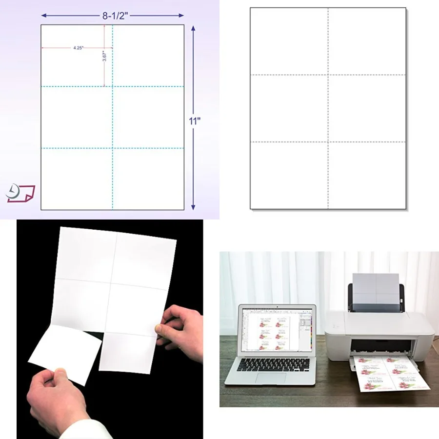 

Laser Printer Blank Perforated Cards 6 up per Page, for School Registration, Delivery, Inventory Tags, Response, RSVP, Trip Tic