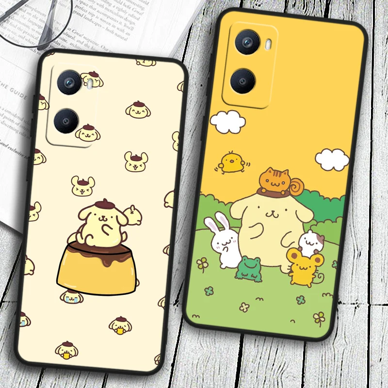 Cartoon Pom Purin Cute For OPPO Reno 10 9 8 7 6 5 4 Z SE Pro Plus Lite Soft TPU Shockproof Black Phone Case