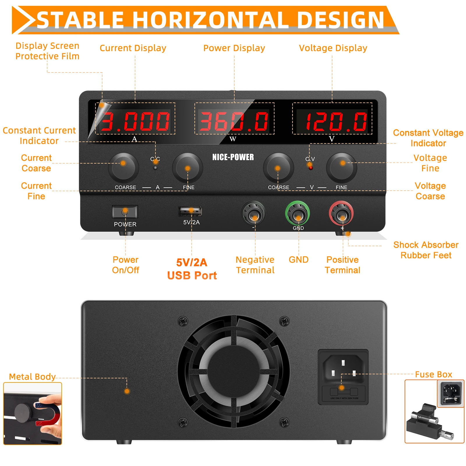 NICE-POWER SPS-H1203 120V 3A 360W Digital Adjustable High Precision Switching Power Supply Laboratory DC Voltage Regulator