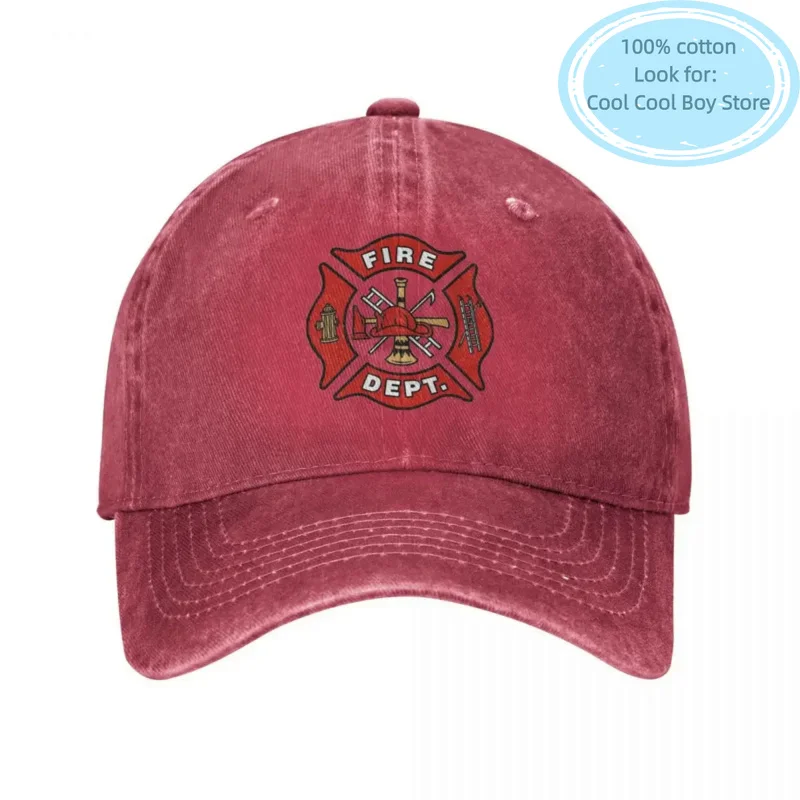 Fire Department Logo Firemen Badge Baseball Caps Vintage Distressed Cotton Rescue Sun Cap Outdoor Summer Adjustable Fit Hats Cap