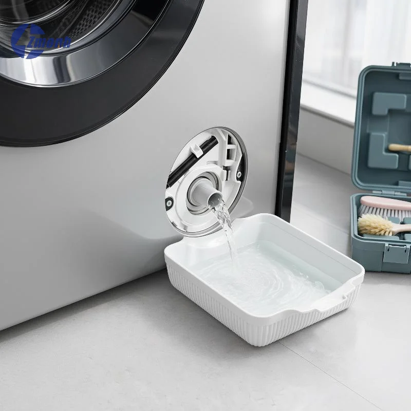 New！Washing Machine Drain Pan Front Load Leak Proof Tray Reusable Lint Filter Funnel Hidded Drain Odor Proof Floor Protector