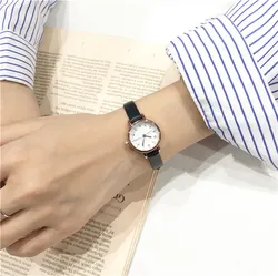 Simple Quartz Wristwatches Leather Strap Fashion Small Round Dial Watch Luxury Women Watches Clock Casual Reloj Relogio Feminino