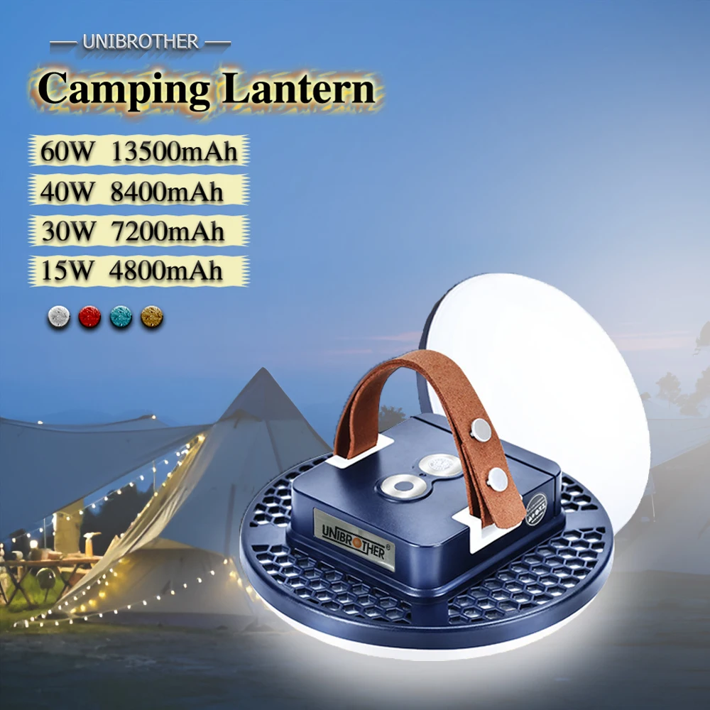 13500maH 충전식 LED 캠핑 랜턴 자석 강한 빛 줌 휴대용 손전등 텐트 조명 작업 복구 조명 USB 충전 낚시등 고성능 야외 범광 조명 IP65 방수 60W 샹들리에 