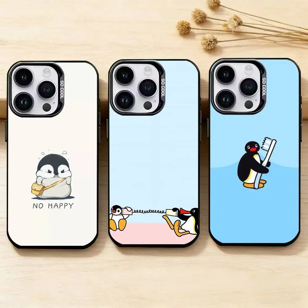 

Emoticons P-Pingu Penguin Phone Case for Color Silver Shell For IPhone 17 16 15 14 13 12 11 Pro Max Plus