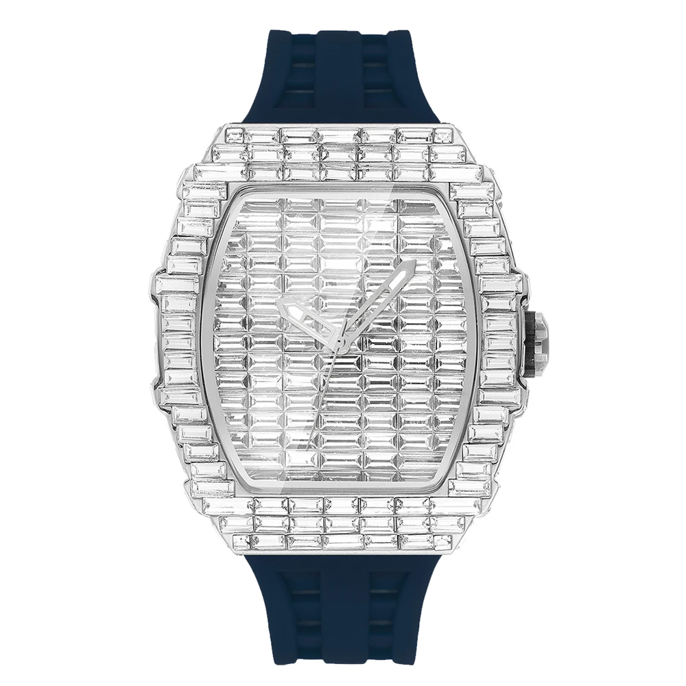 Men's Creative Full Square Diamond Watch, Gift Box