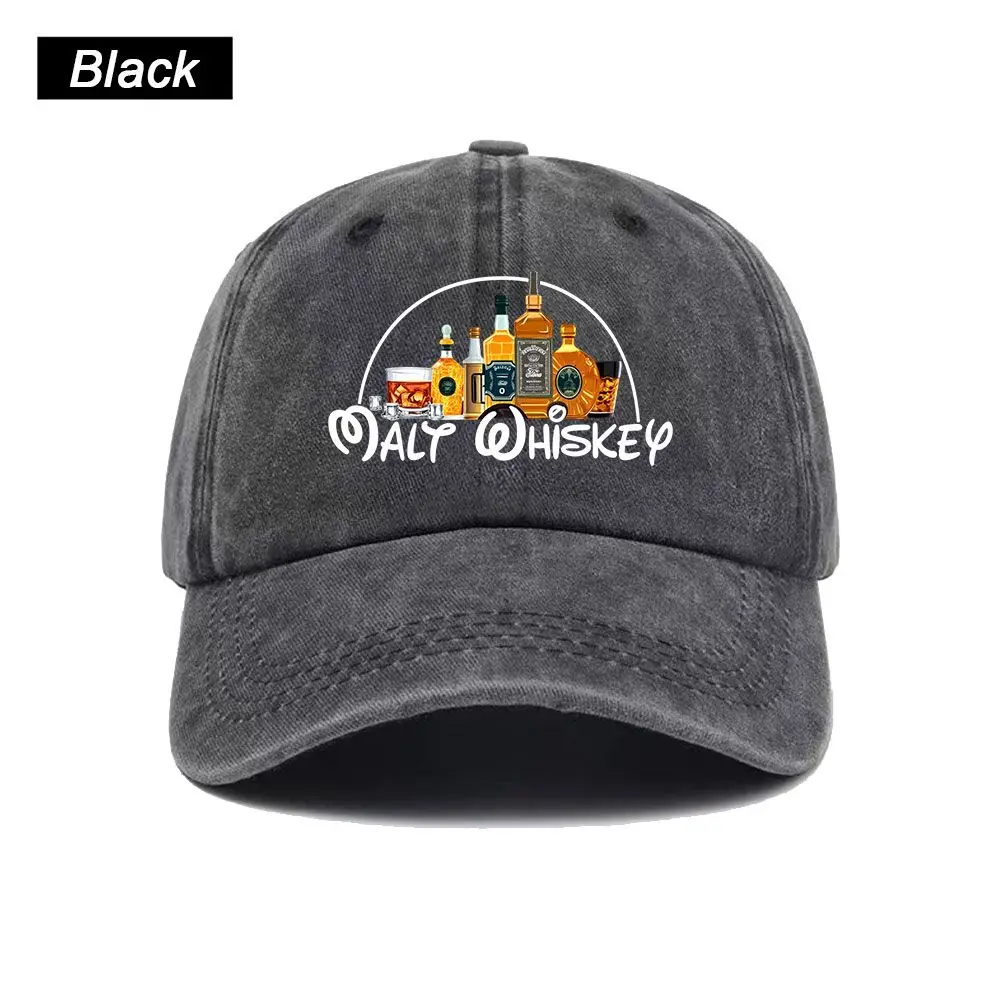 Vintage Washed Baseball Cap New Malt Whiskey Print Graphic Unisex Streetwear Casual Trucker Style Summer Cotton Sun Hat