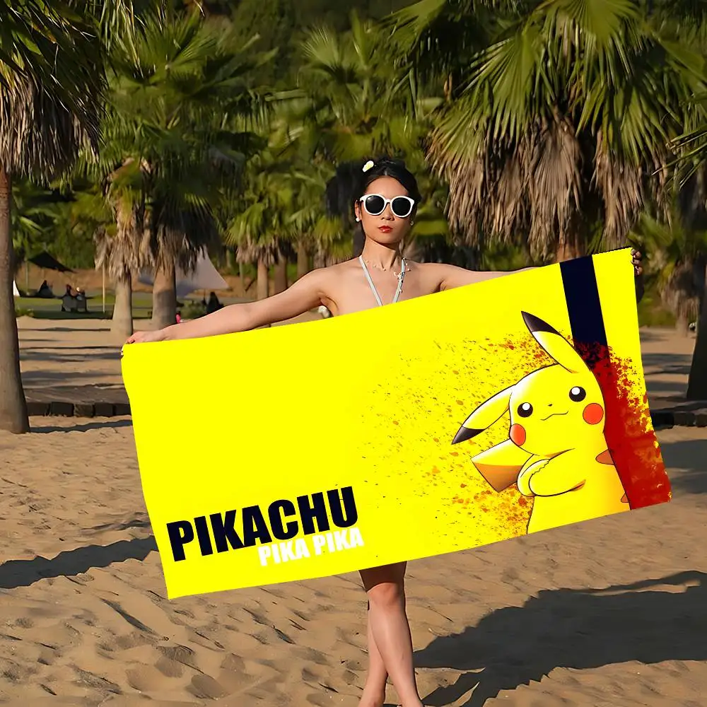 P-Pokemon-Pikachu Energetic-Iconic Big Microfiber Beach Towels Quick Dry Towel Sand Beach Towels Pool Towel