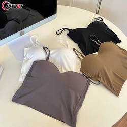 4 Colors Camisole For Women Fitness Crop Tops Mujer Ropa Summer Sexy Bra Seamless Tank Elegant All-match Casual Топ Женский