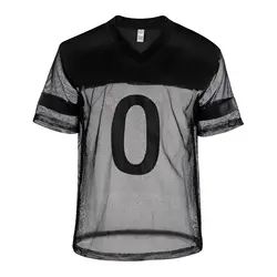 CLEVER-MENMODE PU Sexy Fishnet Tops Tee Men Faux Leather T-Shirt Transparent Mesh Clubwear See Through Short Sleeve Number 107