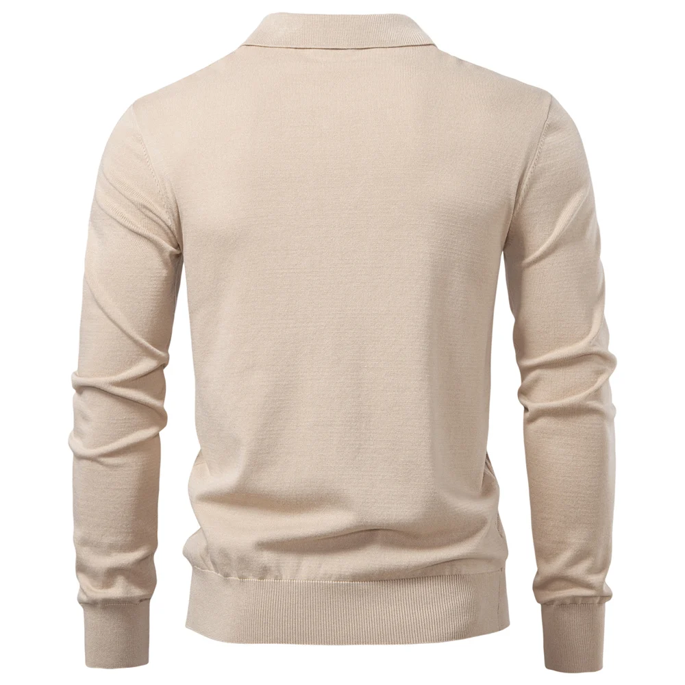 AIOPESON Men's Modern Henley Polo Shirts Long Sleeve Fashion Forward Cut Luxury Business Social Premium Male Top Sweater
