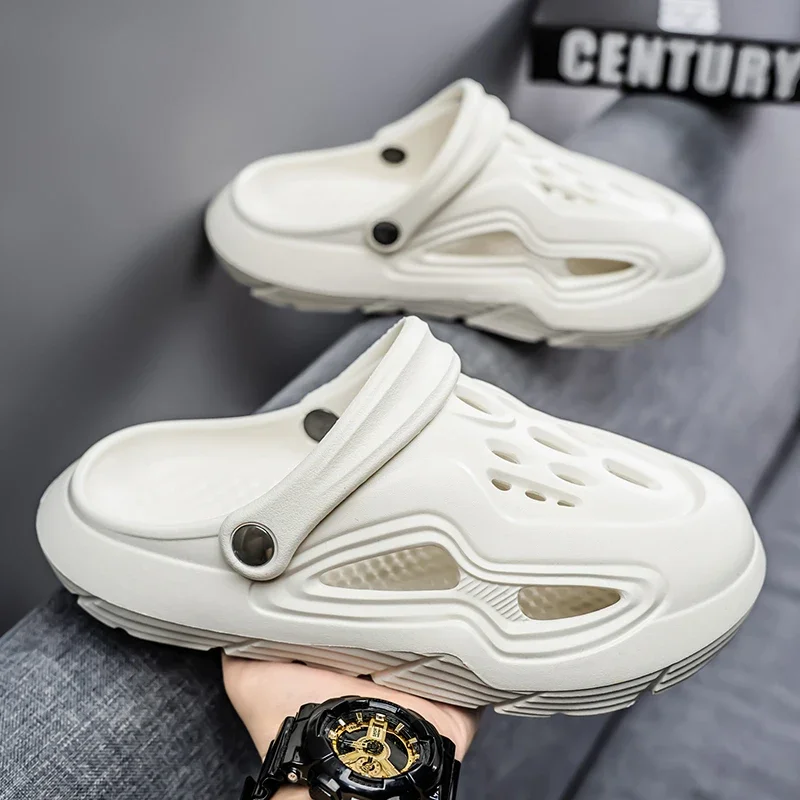 Summer Non-Slip Thick-Soled Toe-Cap Slippers for Outer Wear Non-Slip Beach Men's Deodorant Outdoor Slippers