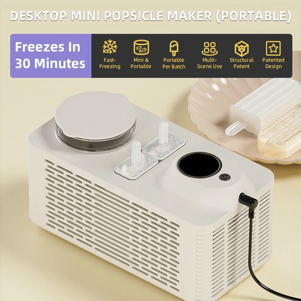 Yanace Mini Ice Pop Maker Portable Electric Popsicle Machine with Molds for Homemade Fruit Ice Creat Fast Freezing Summer Adults