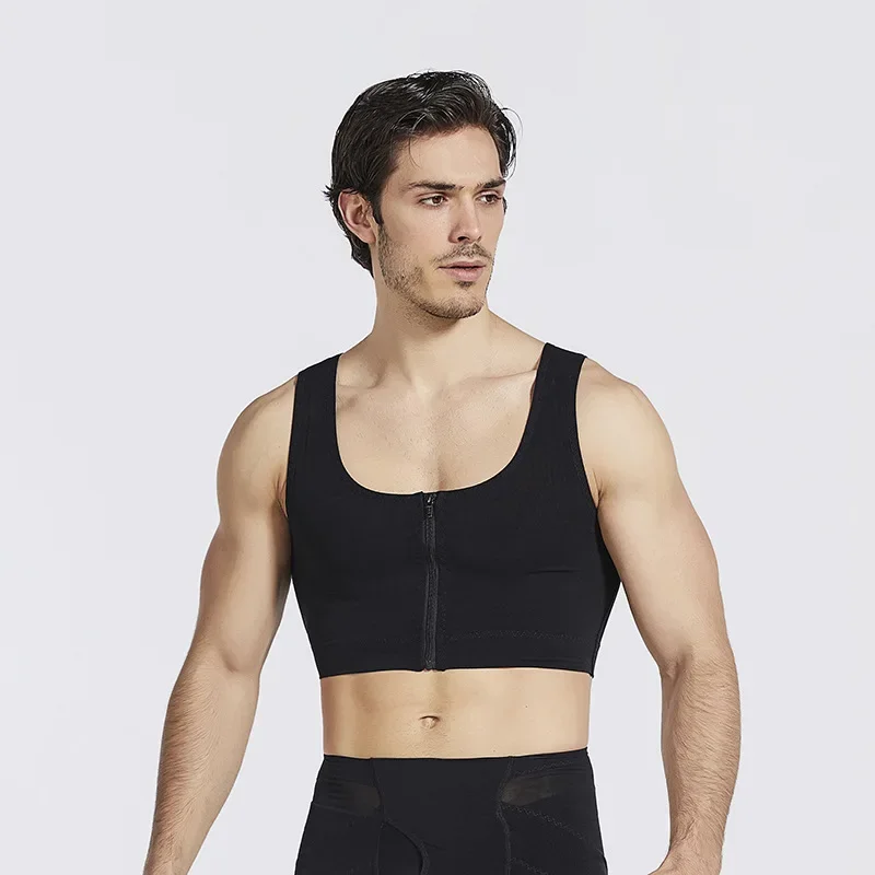 Männer Gynäkomastie Shaper Weste Abnehmen Brust kontrolle Brüste Shape wear Korrektor mit Reiß verschluss kurze Kompression shemd Korsett Tops