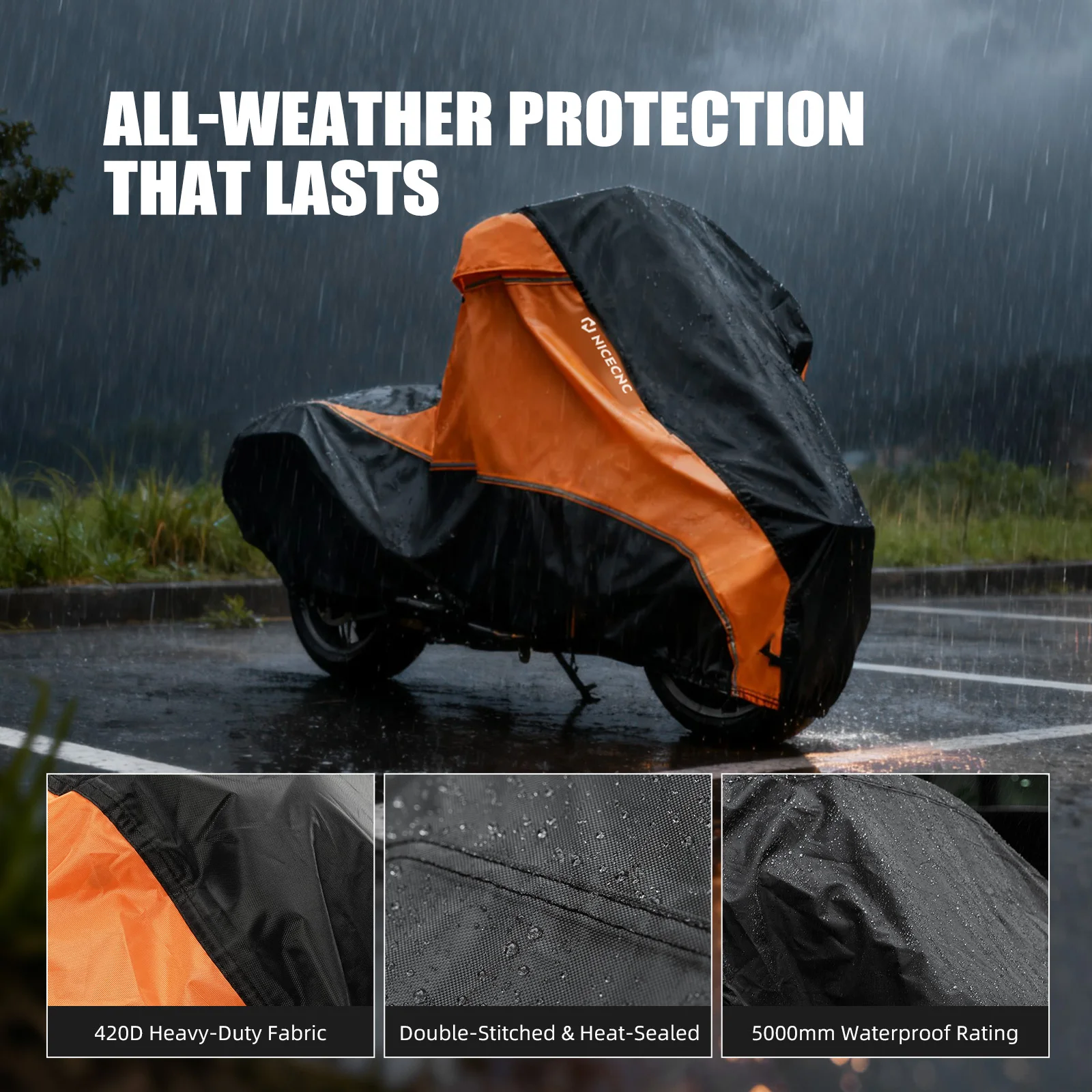Allwetter-Motorradabdeckung Wasserdicht 420D PU Für Harley Street Glide FLHX Special FLHXS Road King / Road Glide / Special – Detail 7
