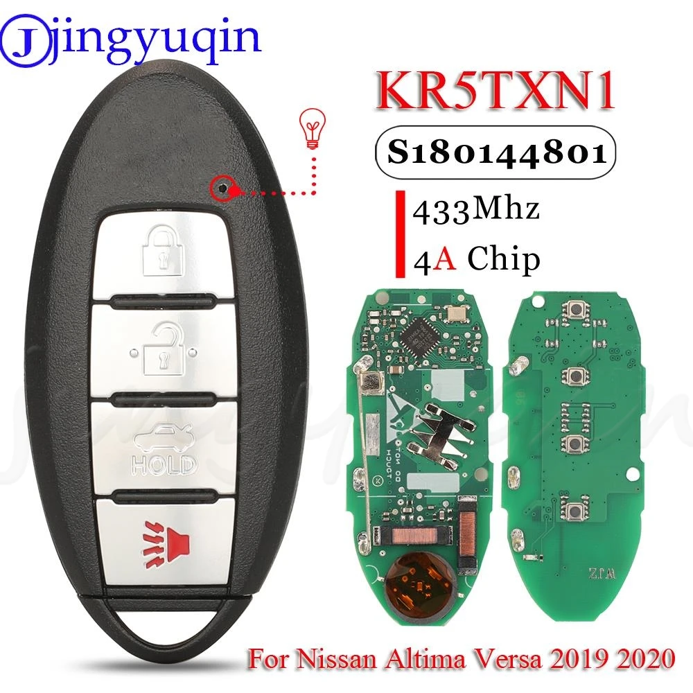 

Jingyuqin S180144801 KR5TXN1 Keyless Smart Car Remote Key For Nissan Altima Versa 2019 2020 433MHz 4A Chip Fob 285E3-6CA1A