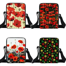 Beautiful Red Poppy Flower Crossbody Bags Women Handbag Casual Totes Phone Purse Holder Ladies Shoulder Bags for Travel Bookbag